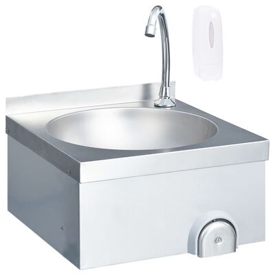 vidaXL Håndvask med kran og såpedispenser rustfritt stål