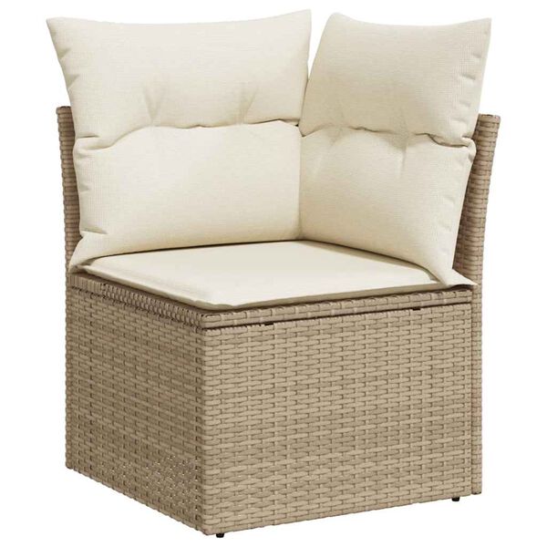 vidaXL Hagesofaer med puter 6 deler beige polyrotting akasie