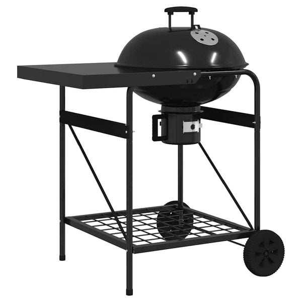 vidaXL Utend&oslash;rs grill med hjul Svart 91 x 71 x 107 cm Metall