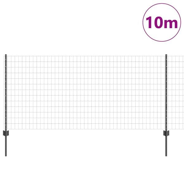 vidaXL Gjerde med stolpe Gr&aring; 1 x 10 m St&aring;l og PVC