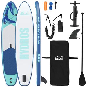 vidaXL Oppbl&aring;sbar Stand Up Paddle Board HYDROS 305 x 76 x 15 cm Turkis