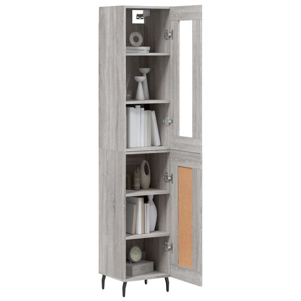 vidaXL Highboard gr&aring; sonoma 34,5x34x180 cm konstruert tre
