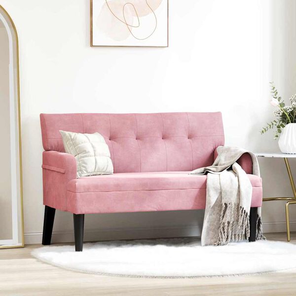 vidaXL Chesterfield Benk Rosa 112 x 65.5 x 75 cm Fløyel
