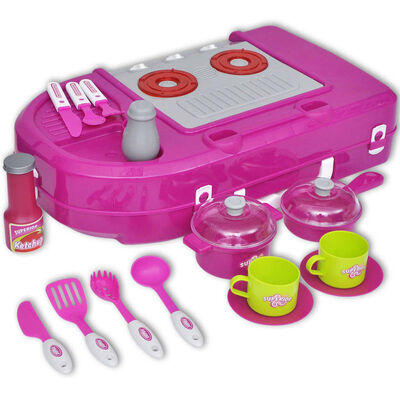 vidaXL Lekekjøkken med lys-/lydeffekt rosa
