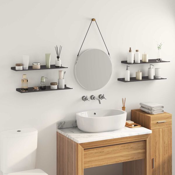 vidaXL Flytende hylle Veggmontert 4 pcs Svart 60 x 18 x 2,5 cm St&aring;l