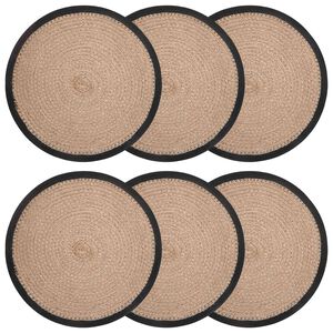 vidaXL Jute Placemets 6 stk. Naturlig og svart 100% Tossa Jute