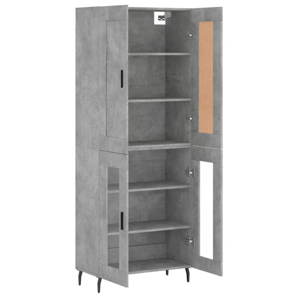 vidaXL Highboard betonggr&aring; 69,5x34x180 cm konstruert tre