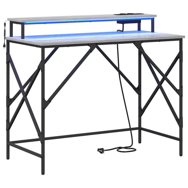 vidaXL Skrivebord Gr&aring; Sonoma 100 x 50 x 86,5 cm Konstruert tre
