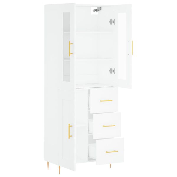 vidaXL Highboard hvit 69,5x34x180 cm konstruert tre
