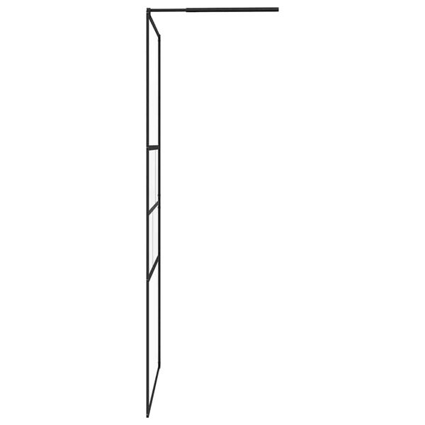 vidaXL Walk-in Dusjvegg Svart 80 x 195 x 0.5 cm Glass og Aluminium