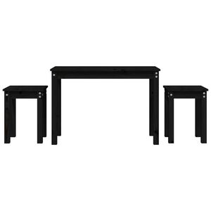 vidaXL Stablebord 3 stk svart heltre furu