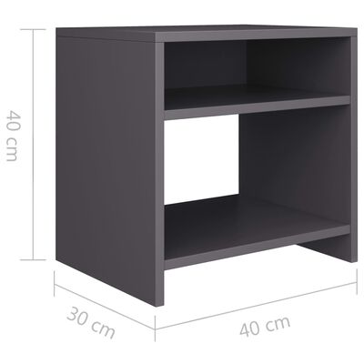 vidaXL Nattbord 2 stk grå 40x30x40 cm konstruert tre