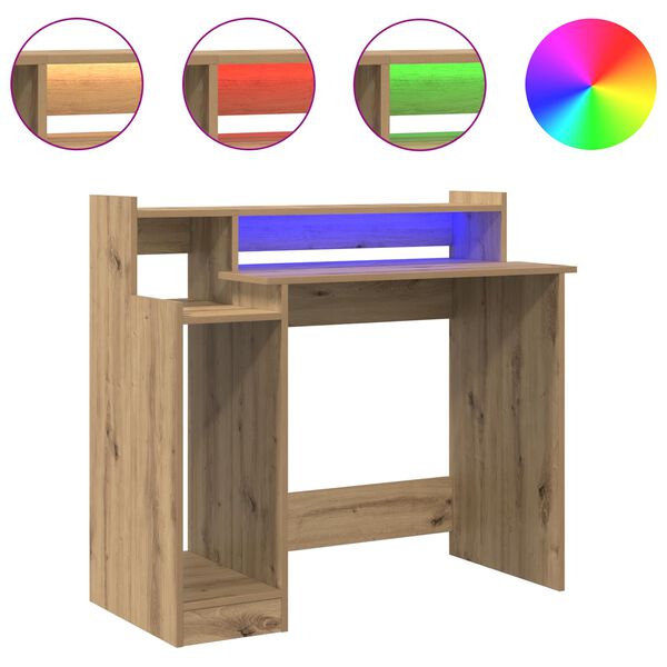 vidaXL Skrivebord med hylle Artisan Eik 97 x 45 x 90 cm Konstruert tre