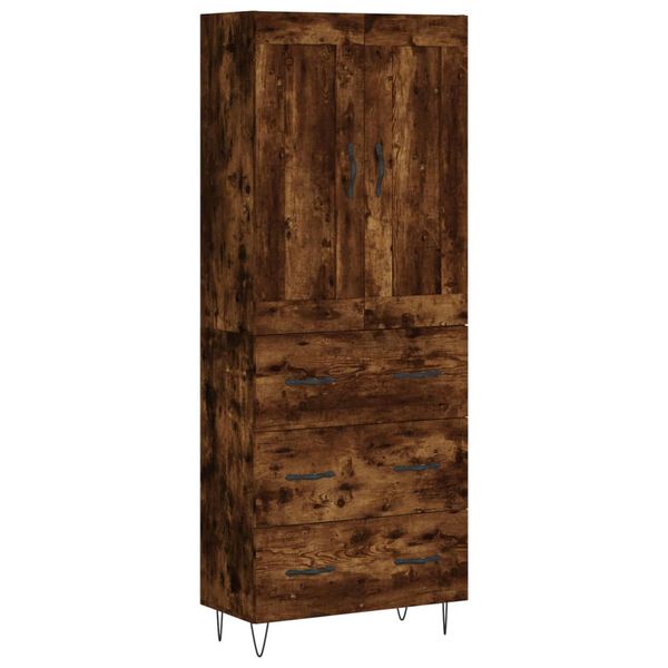 vidaXL Highboard røkt eik 69,5x34x180 cm konstruert tre