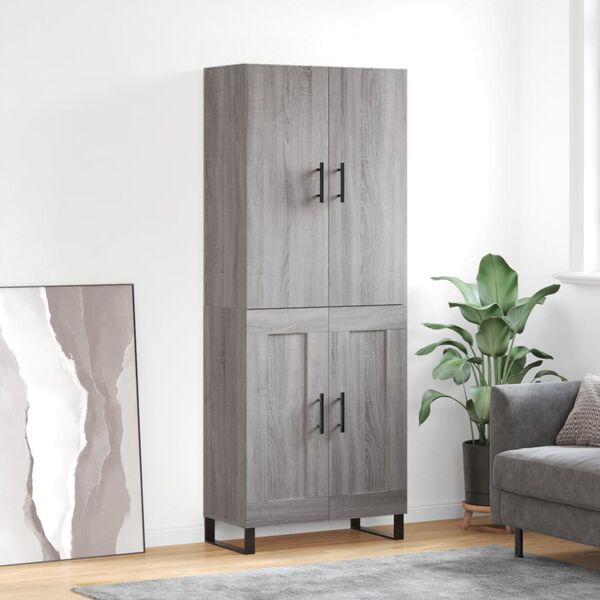 vidaXL Highboard gr&aring; sonoma 69,5x34x180 cm konstruert tre