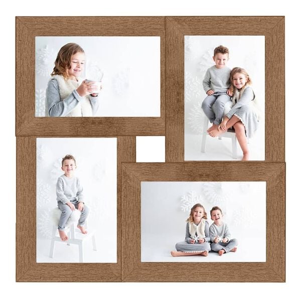 vidaXL Fotorammekollasj for 4x(13x18 cm) bilde lysebrun MDF
