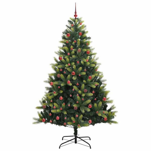 vidaXL Kunstig leddet juletre med 300 LED-lamper gr&oslash;nn 210 cm