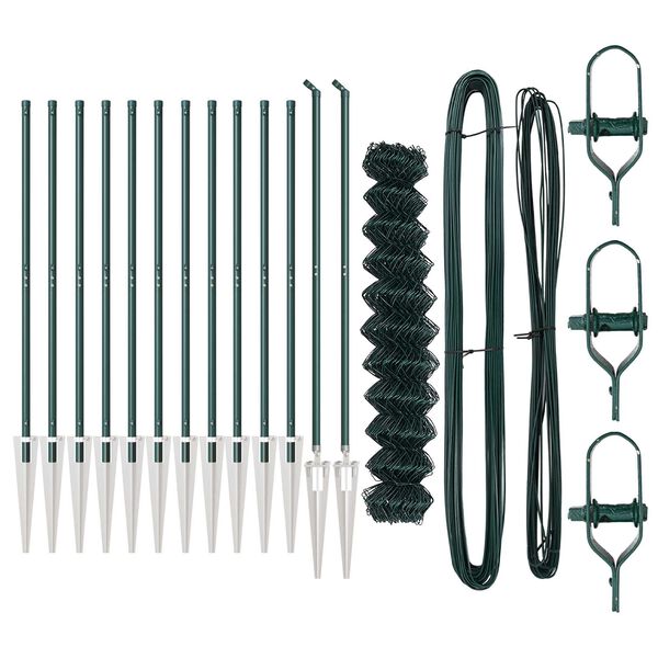 vidaXL Gjerdepåle grønn 25 x 1 m (40 x 40 mm maske) Stål og PVC