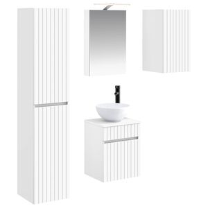 vidaXL Baderomsskapsett 5 pcs Hvit 40 x 10,5 x 60,5 cm Konstruert tre