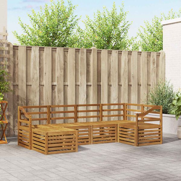 vidaXL Sofasett 6 pcs Naturlig Solid akasietre