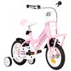 vidaXL Barnesykkel med bagasjebrett foran 12 tommer hvit og rosa