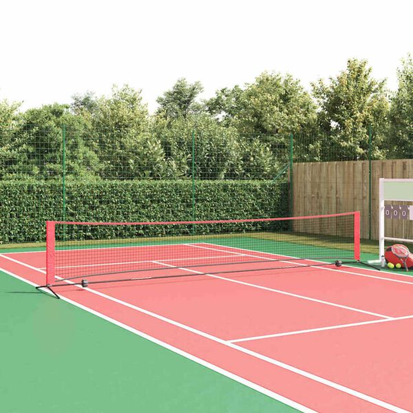 vidaXL Tennis Nett Svart og R&oslash;d 494,5 x 90 x 87 cm Polyester