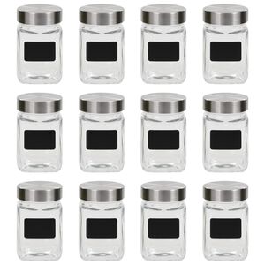 vidaXL Oppbevaringskrukker med etikett 12 stk 300 ml