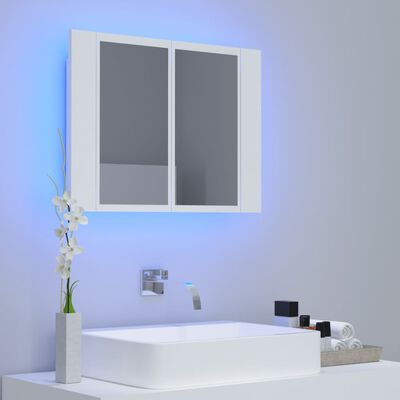 vidaXL LED-speilskap hvit 60x12x45 cm akryl