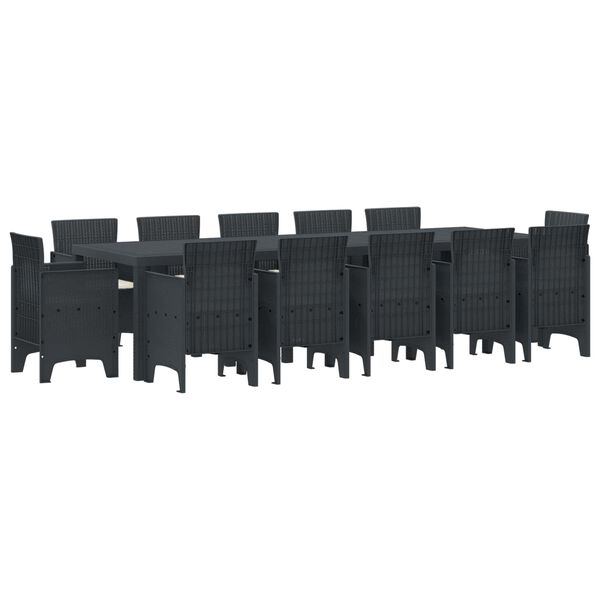 vidaXL Hage Spisegruppe med pute 13 pcs Antrasitt Polyrattan