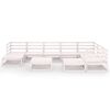vidaXL Hagesofagruppe 10 deler hvit heltre furu