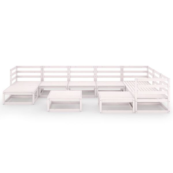 vidaXL Hagesofagruppe 10 deler hvit heltre furu