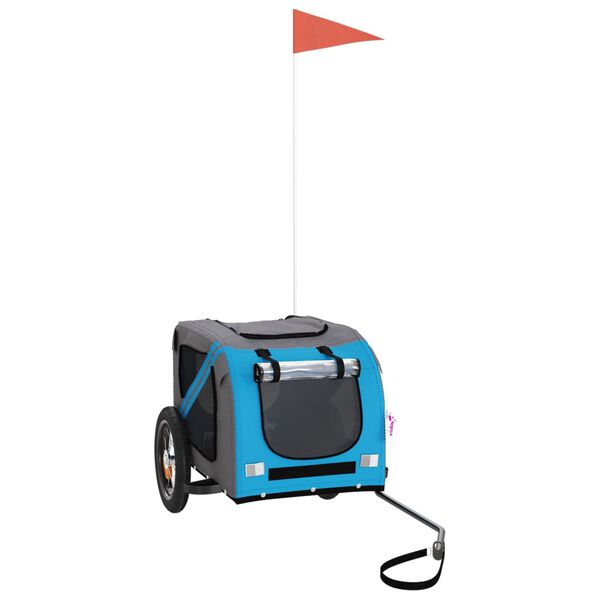 vidaXL Kj&aelig;ledyrsykkelhenger bl&aring; og gr&aring; oxfordstoff og jern