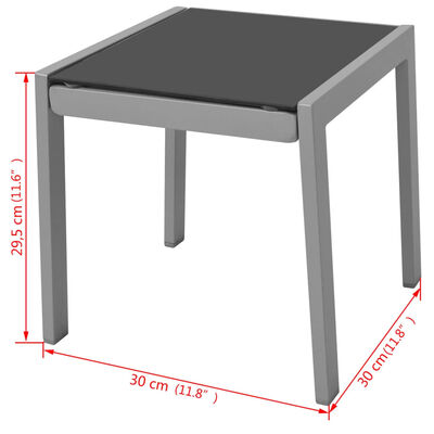 vidaXL Solsenger med bord aluminium svart
