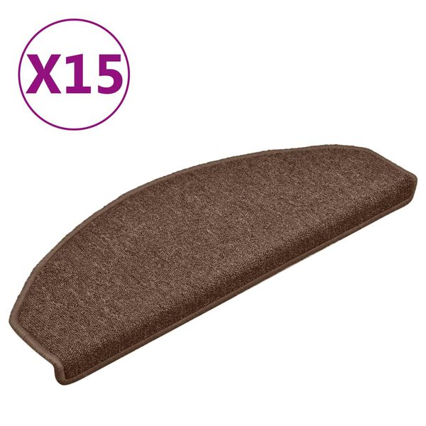 vidaXL Trappematter 15 stk 65x24x4 cm brune halvrund store