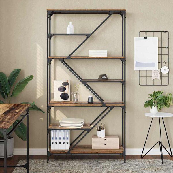 vidaXL Bokhylle Gamle tre 91 x 36 x 176 cm Konstruert tre