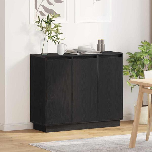 vidaXL LED sideboard Svart Eik 90 x 32 x 75 cm Konstruert tre
