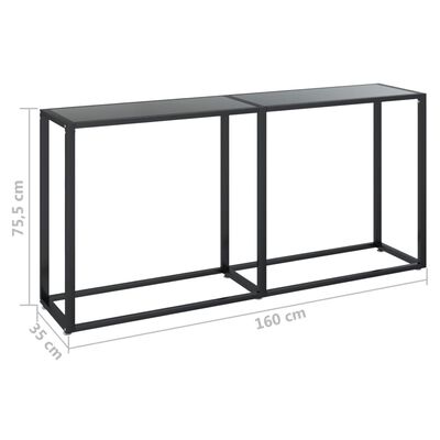 vidaXL Konsollbord svart 160x35x75,5 cm herdet glass