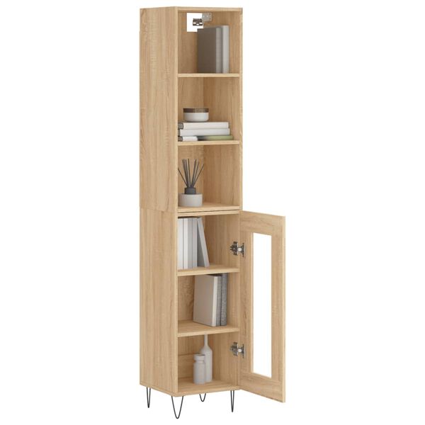 vidaXL Highboard sonoma eik 34,5x34x180 cm konstruert tre