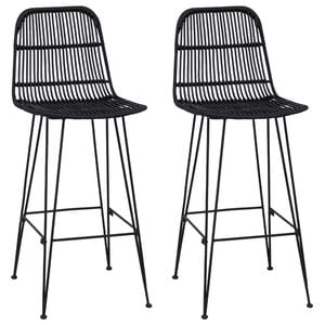 vidaXL Barstol 2 stk. Svart 44 x 55 x 109 cm Rattan og St&aring;l