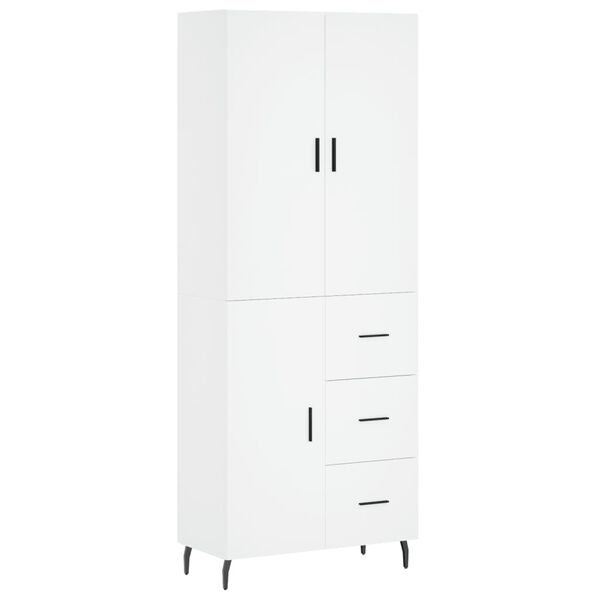 vidaXL Highboard hvit 69,5x34x180 cm konstruert tre