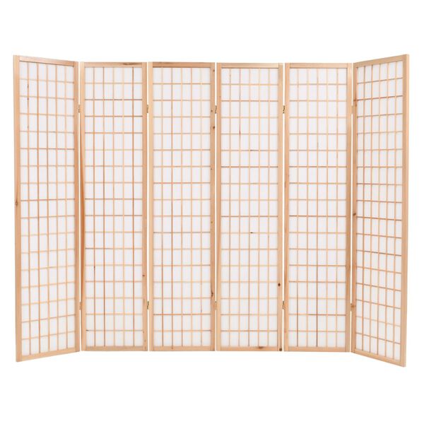 vidaXL Sammenleggbar romdeler 6 paneler japansk stil 240x170 cm naturell