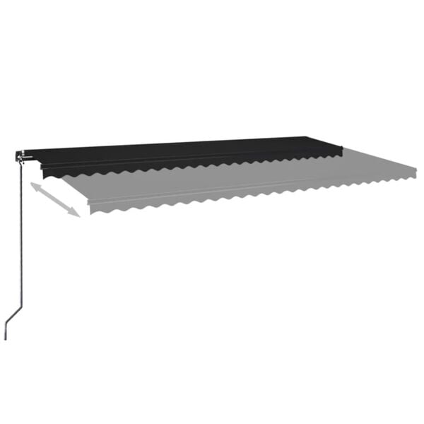 vidaXL Manuell uttrekkbar markise med LED 600x350 cm antrasitt