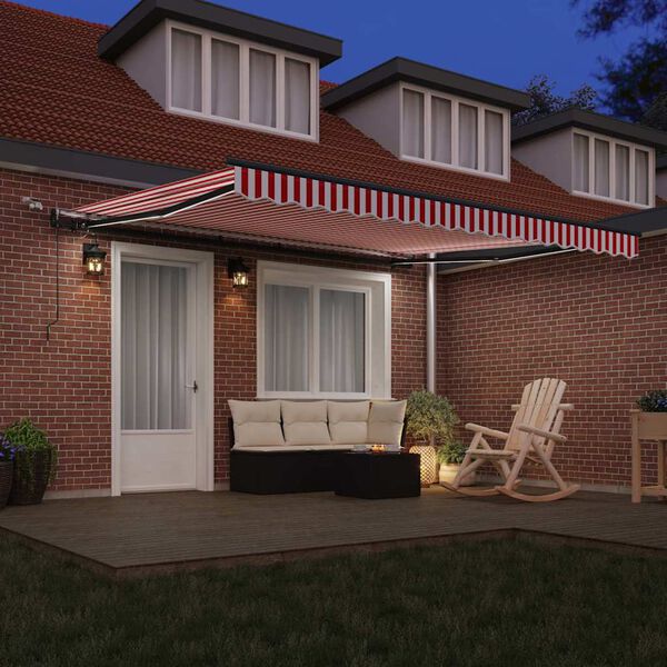 vidaXL Markiseduk med R&oslash;d og Hvit 400 &times; 300 cm Polyester