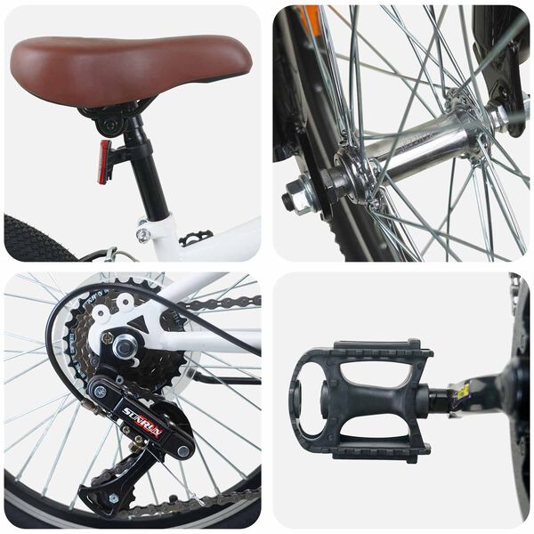 vidaXL Kids Mountain Bike 20 Tommer 6-Speed for 5-8 &aring;r gamle Hvit