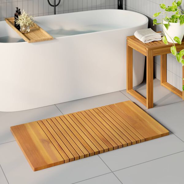 vidaXL Badematte Ensfarget Brun 100 x 55 cm tre