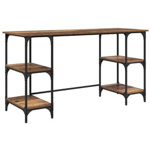 vidaXL Skrivebord med hylle Gamle tre 140 x 50 x 75 cm Konstruert tre