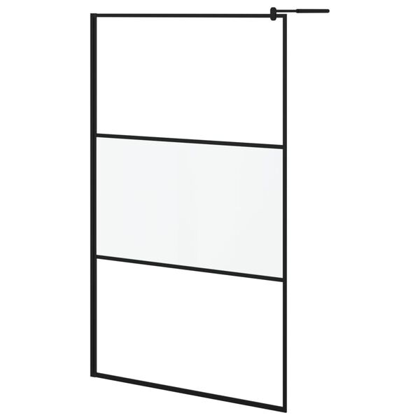 vidaXL Dusjvegg 115x195 cm frostet ESG-glass svart