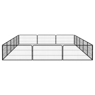 vidaXL Hundegrind med 16 paneler svart 100x50 cm pulverlakkert stål