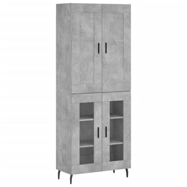vidaXL Highboard betonggr&aring; 69,5x34x180 cm konstruert tre