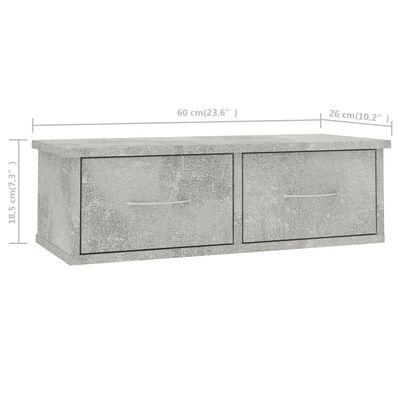 vidaXL Veggskuff betonggrå 60x26x18,5 cm sponplate
